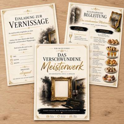 Krimidinner Das verschwundene Meisterwerk – Krimispiel für 6–8 Personen zum Ausdrucken