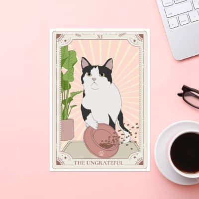 Kunstdruck A5 "TAROT The Ungrateful" - Katze im Kartenstil