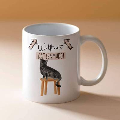 Katzentasse "Weltbeste Katzenmuddi" - Geschenk für Katzenmamas, 300 ml