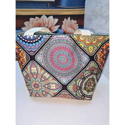 Taschen Kindertasche Baumwolle Mandala Muster Handtasche Kinder bunt 30x cm