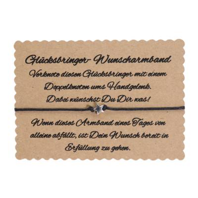 Wunscharmband mit Stern Glücksbringer Armband - Schwarz