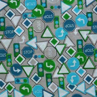 Patchworkstoff Oju Tie Verkehrsschilder