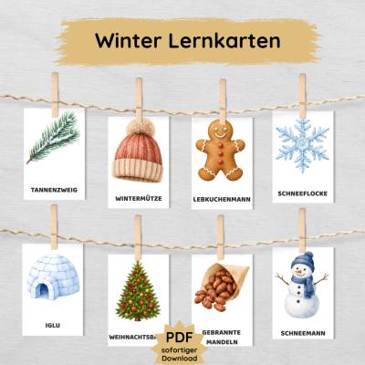 32 Winter Lernkarten für Kinder | Winter Bildkarten zum Ausdrucken