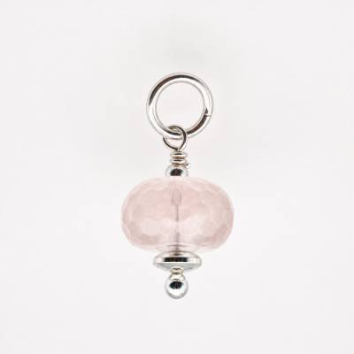 Facettierter kleiner Rosenquarz Kettenanhänger, rosa Anhänger, 925 Silber