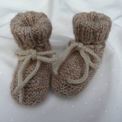Babyschuhe handgestrickt aus  Baumwolle/Alpaka/Schurwolle