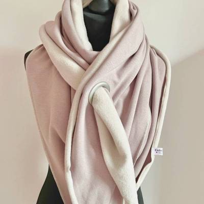 XXL Dreieckstuch aus Alpenfleece. Halstuch. Handgefertiger XXL Schal. Ösentuch. Ösenschal. Dunkel Beige / Sand.