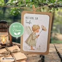 Karte zur Taufe zum Einpflanzen aus Samenpapier | Karte Taufe | Taufkarte Mädchen und Junge | Baby Geschenk Taufe