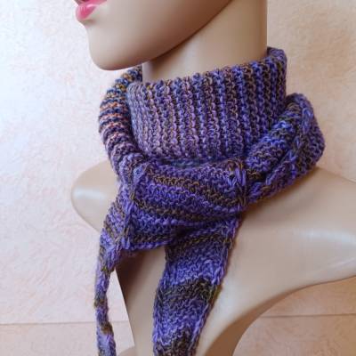 Halswärmer, handgestrickter Sophie-Art-Schal, Scandinavian Style, lila,  FB 002