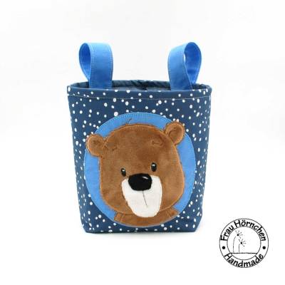 Fahrradtasche für Kinder * Lenkertasche für Laufrad Teddybär blau * Wunschname * Personalisierbar