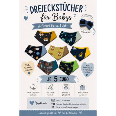 Baby Dreieckstuch mit Klettverschluss - Halstuch - verschiedene Motive - selbstgenäht