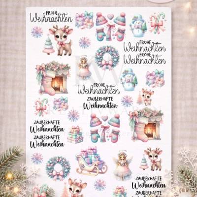 Rub Ons „Weihnachten Pastell" – A4 Rub-On Sheet, randlos