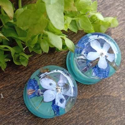 Tunnel plugs 12mm echte Blüten Unikat