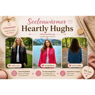  Häkelanleitung  ideal für Farbverlaufsgarn/ Bobbel Jacke  ** Heartly Hughs **  Gr 36 bis 58 