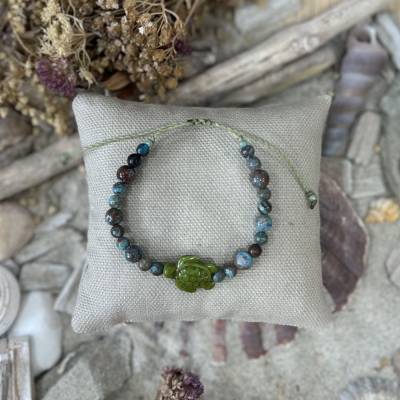 „Autumn Turtle“ - Herbstliches Armband mit Herbst-Jaspis und Schildkröte