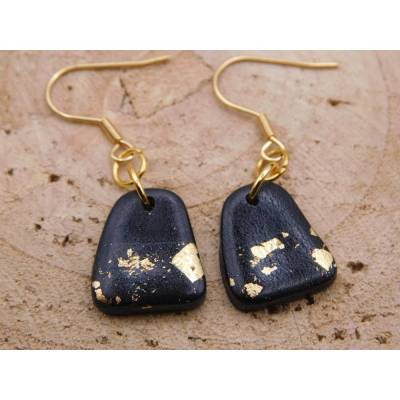 Ohrringe schwarz gold aus Fimo