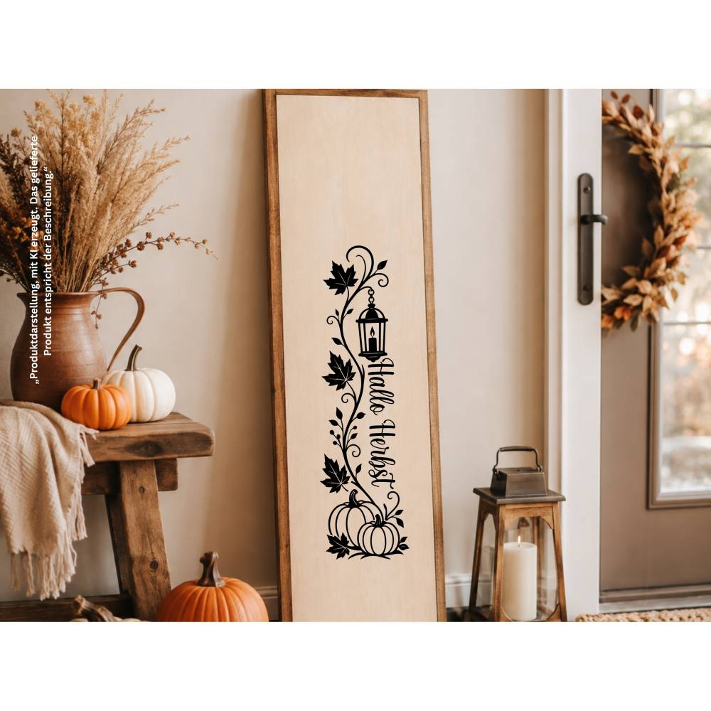 Herbst Fensteraufkleber Hochkant „Hallo Herbst“ Sticker für Fenster o. Türen , 2 Farben , 2 Größen, senkrechte Deko Bild 10
