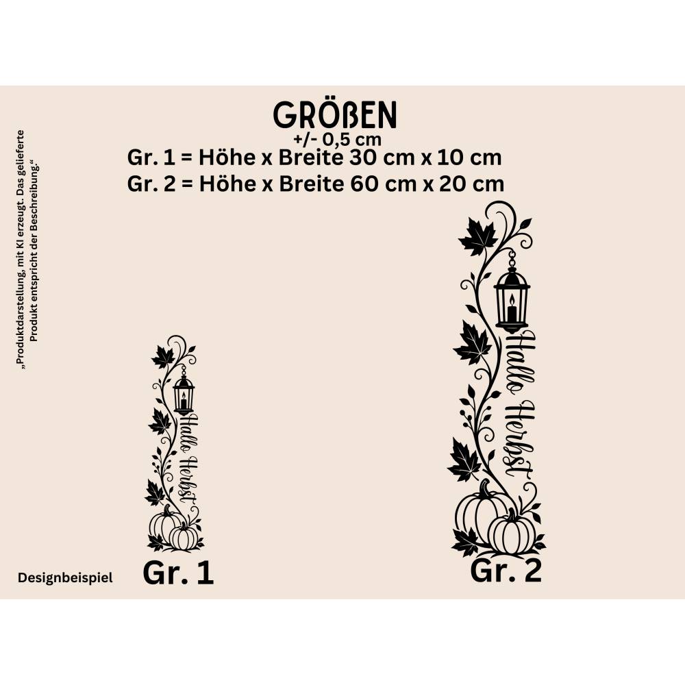 Herbst Fensteraufkleber Hochkant „Hallo Herbst“ Sticker für Fenster o. Türen , 2 Farben , 2 Größen, senkrechte Deko Bild 3