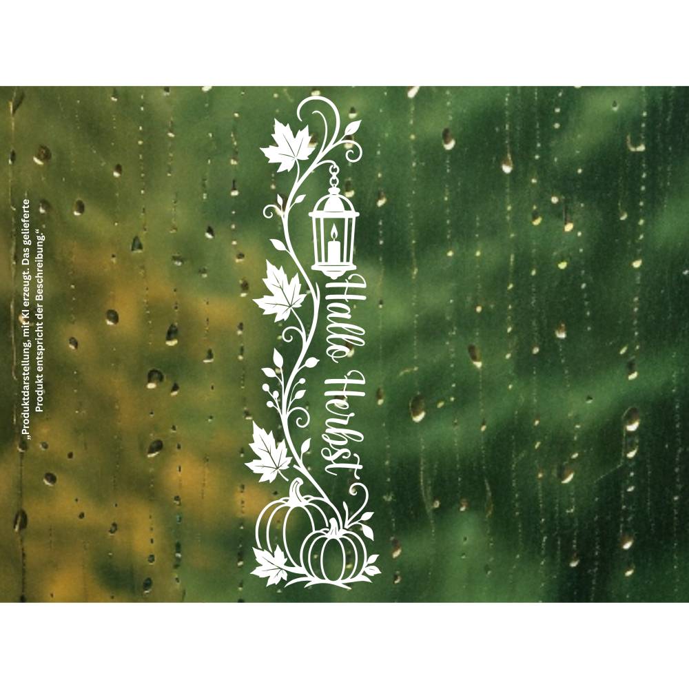 Herbst Fensteraufkleber Hochkant „Hallo Herbst“ Sticker für Fenster o. Türen , 2 Farben , 2 Größen, senkrechte Deko Bild 6