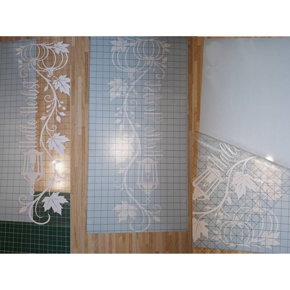 Herbst Fensteraufkleber Hochkant „Hallo Herbst“ Sticker für Fenster o. Türen , 2 Farben , 2 Größen, senkrechte Deko Bild 7