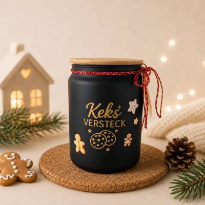 Keksdose mit Spruch und Bambusdeckel ~ Plätzchendose ~ Vorratsglas ~ Aufbewahrungsdose Weihnachten