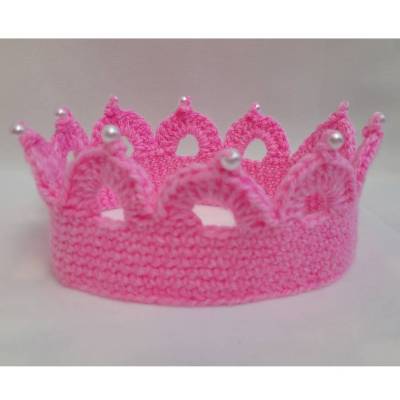 Krone mit Wunschzahl | Häkelkrone Rosa für Mädchen | Prinzessin Geburtstag Party Fotoshooting | 2–8 Jahre