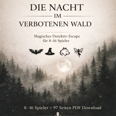 Krimidinner Escape Game – Die Nacht im verbotenen Wald | Detektivspiel für 8–16 Spieler