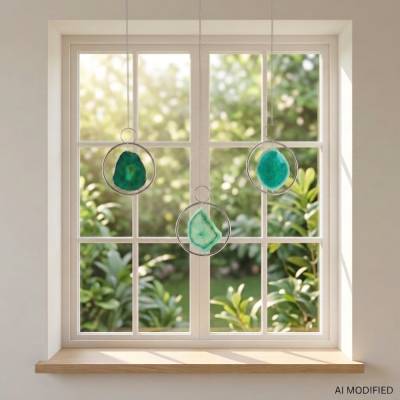 Suncatcher Fensterdeko aus Achat – Feng Shui Halbedelstein Deko 8,50 cm