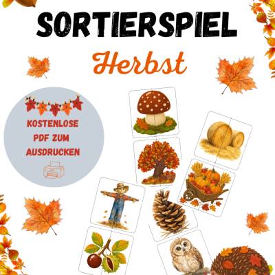 Kostenlose Datei - Sortierspiel Herbst für Kinder – Herbstmotive sortieren und zuordnen | Printable PDF