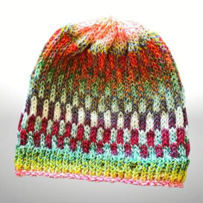 Handgestrickte Kleinkindmütze Zauberball Crazy, Schachbrettmuster, Bunt, 1-2 Jahre