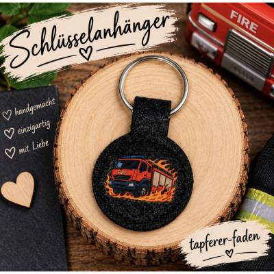 Schlüsselanhänger Feuerwehr aus Filz