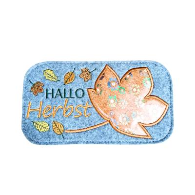 Stickdatei Mug Rug Herbst Blatt