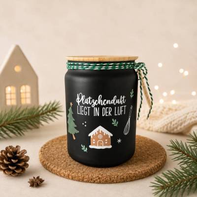 Keksdose mit Spruch und Bambusdeckel ~ Plätzchendose ~ Vorratsglas ~ Aufbewahrungsdose Weihnachten