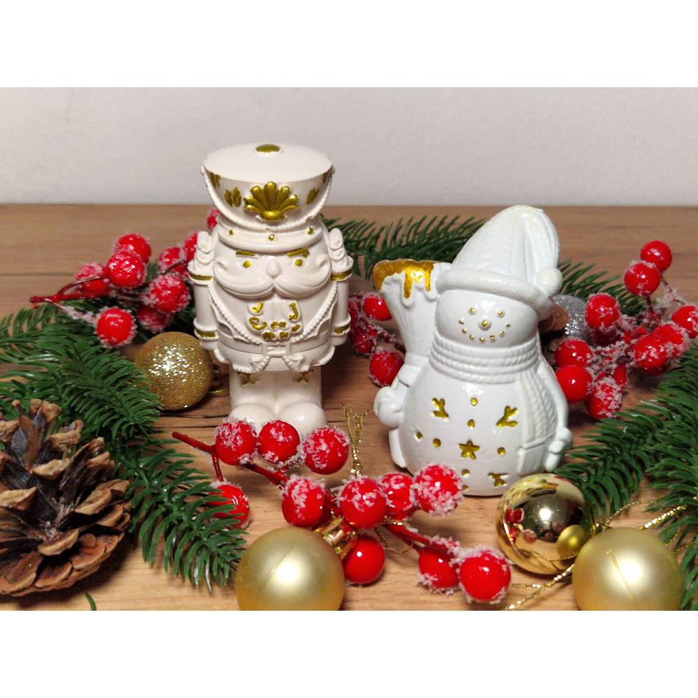 Raysin 200 Weihnachtsdeko Set Nussknacker Schneemann handgemacht Unikat Gold