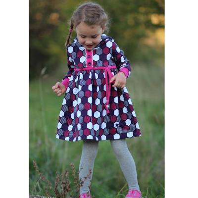 Swafing Crazy Shapes by Lycklig Design, Sweat angeraut, Waben, lila, pink Sonderangebot VE 0,25 m