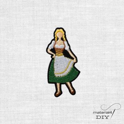 Frau im Dirndl gestickter Aufnäher Patch Oktoberfest 8463
