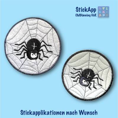 Spinnen-Applikation rund – ideal für Halloween - auch mit reflektierendem Hintergrund