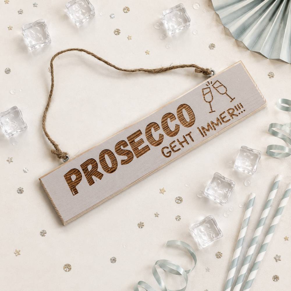 Dekoschild Prosecco geht immer aus Holz, Holzschild Prosecco, Bar Deko, Geschenkidee Freundin, Statement Schild Bild 2
