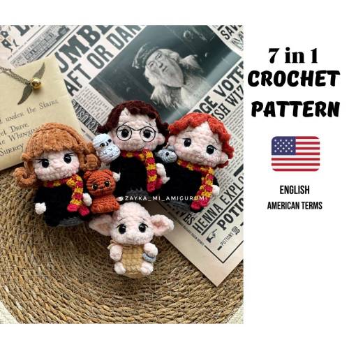 Amigurumi-Häkelanleitung „Magische Freunde“ – Kollektion 7-in-1 PDF in Englisch