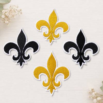 Fleur de Lis Bügelapplikation schwarz oder gold 7 cm