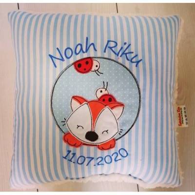 Fuchs Button oder Fuchs -Personalisierte Kissen, Kindergarten, Geschenk zur Geburt, Kissen mit Namen, Namenskissen