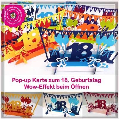 3D Pop-up Karte zum 18. Geburtstag – Handgemacht & personalisierbar