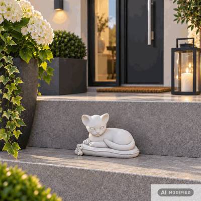 Betonkatze – handgefertigte, wetterfeste Katzenskulptur für Garten & Zuhause