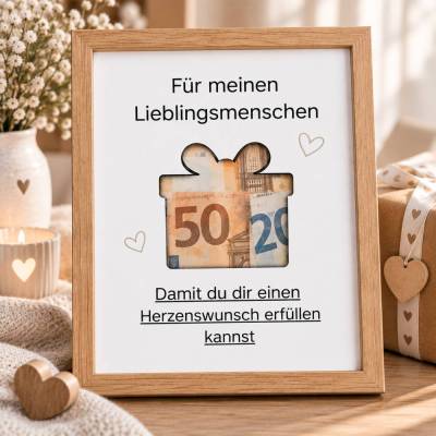 Geldgeschenk Lieblingsmensch zum Ausdrucken – PDF Vorlage Geschenkbox | Herzenswunsch Geschenk