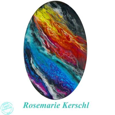 Pouringbild Unikat „Regenbogen“ –  Wanddeko 30x20 cm Oval, Geschenkidee, Acrylbild