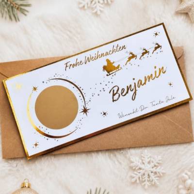 Personalisierter Rubbelgutschein zu Weihnachten mit Name und Wunschtext - persönliches Weihnachtsgeschenk - Gutschein