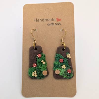 Ohrringe Wald und Natur Pilze & Moos handgemacht aus Fimo