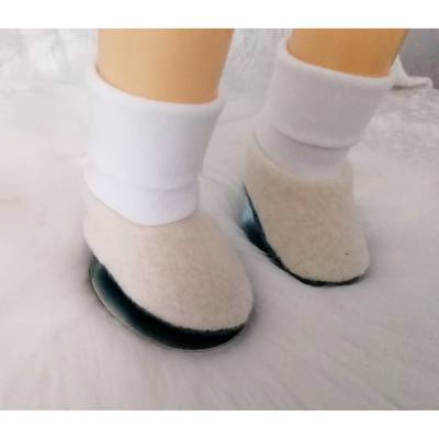 Babypuschen aus Wollwalk und Bündchenstoff – Newborn Schuhe – Geschenk zur Geburt