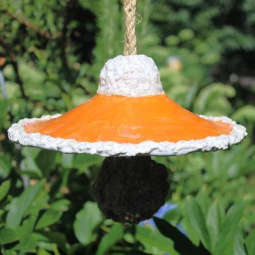 XXL Meisenknödeldach orange "Strickmütze" aus Keramik, frostfest