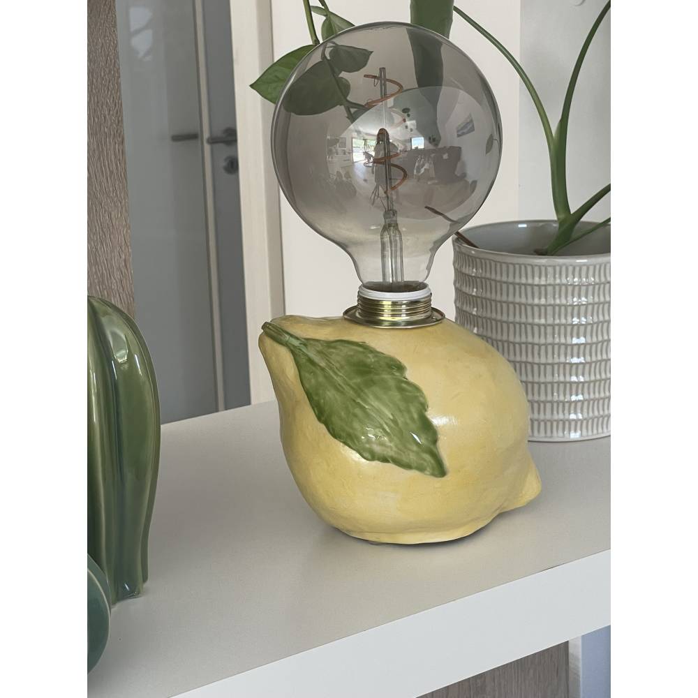 Zitronen - Tischlampe aus Steingut Tischleuchte Nachttischlampe Bild 2