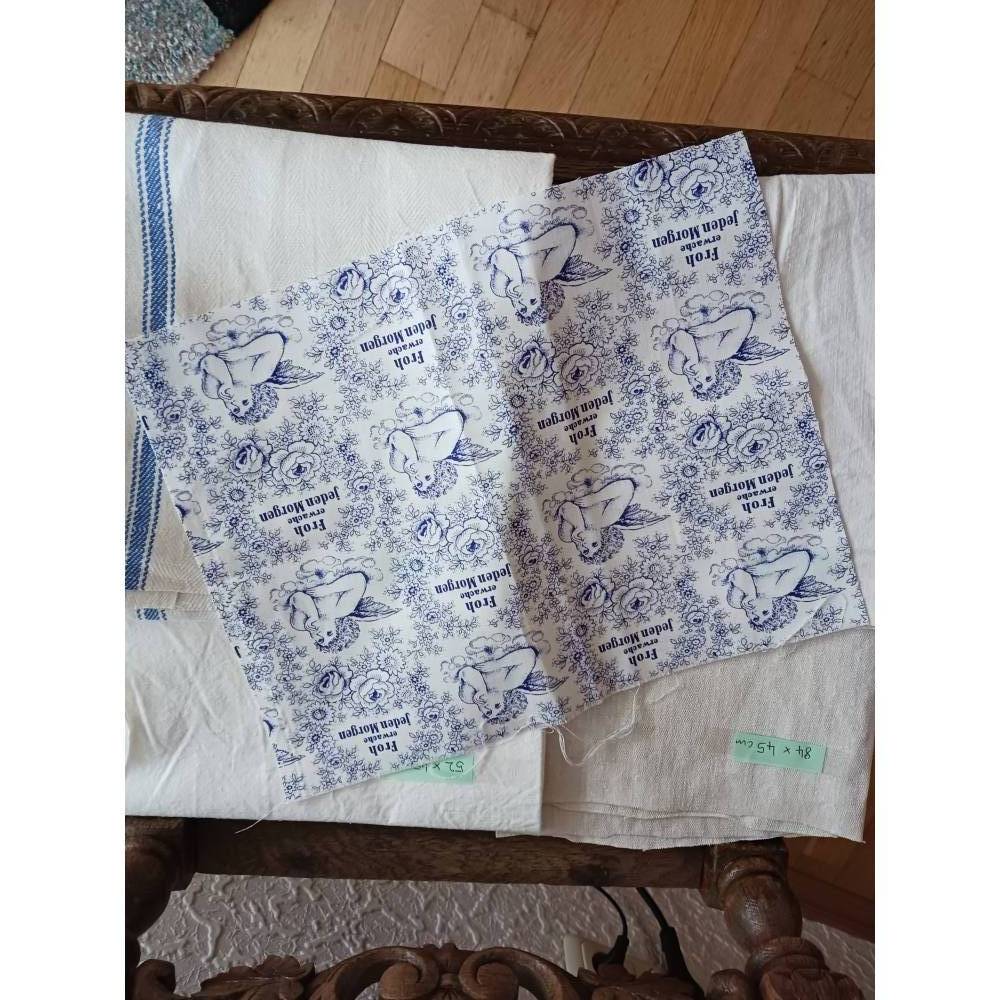 Stoffpaket Nähpaket antikes Leinen, Bauernstoffe, Karostoffe um 1900/1930 Bild 4